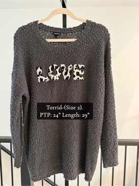 Torrid Gray 'LOVE' Cozy Popcorn Knit Sweater